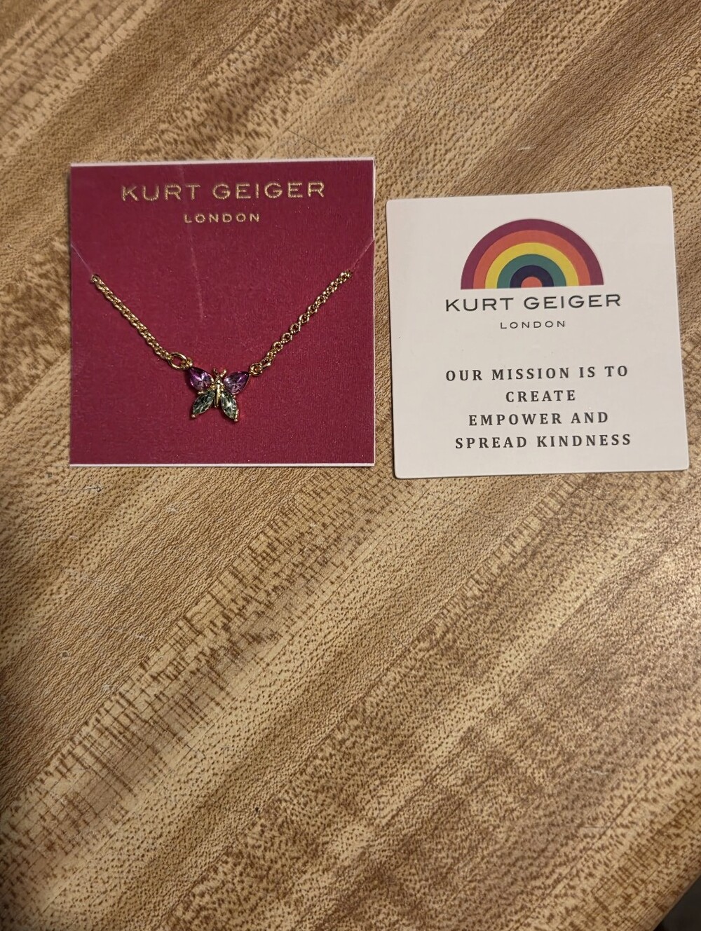 Kurt Geiger NWT Butterfly Dainty Necklace & Dustbag